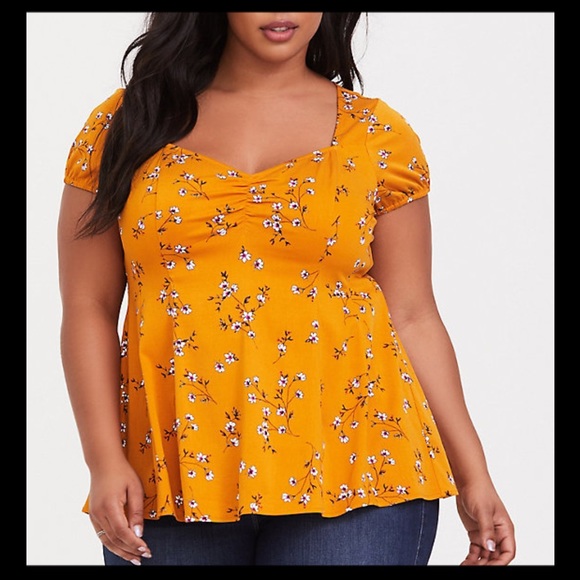 torrid Tops - Torrid Golden Floral Stretch Chalice Top